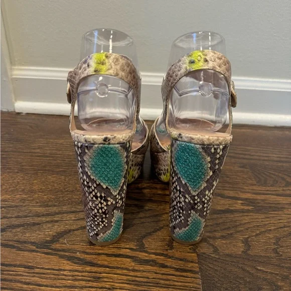 Kate Spade Grace snakeskin platform sandal heel summer size 7.5 - Picture 8 of 10